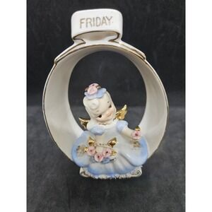 VTG RARE Geo Z Lefton 7 FRIDAY Angel Oval Frame Figurines 1955